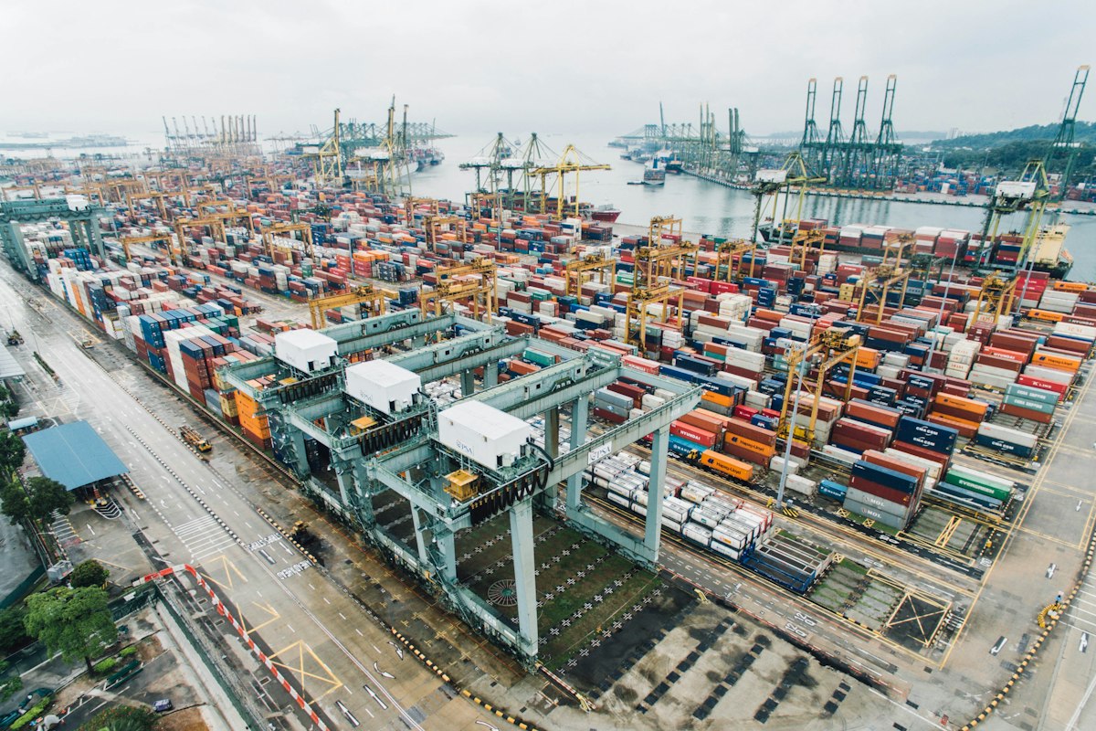 Cargo ship at port with containers